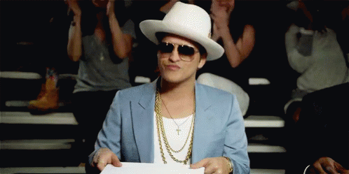 Bruno Mars with a 10 board.